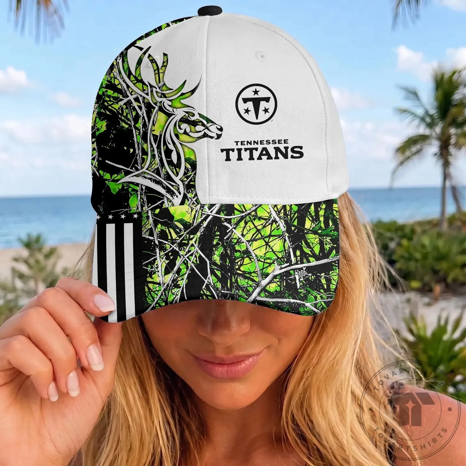 Camouflage Hat for Deer Hunting featuring Tennessee Titans Design 10 Camouflage Hat for Deer Hunting featuring Tennessee Titans Design