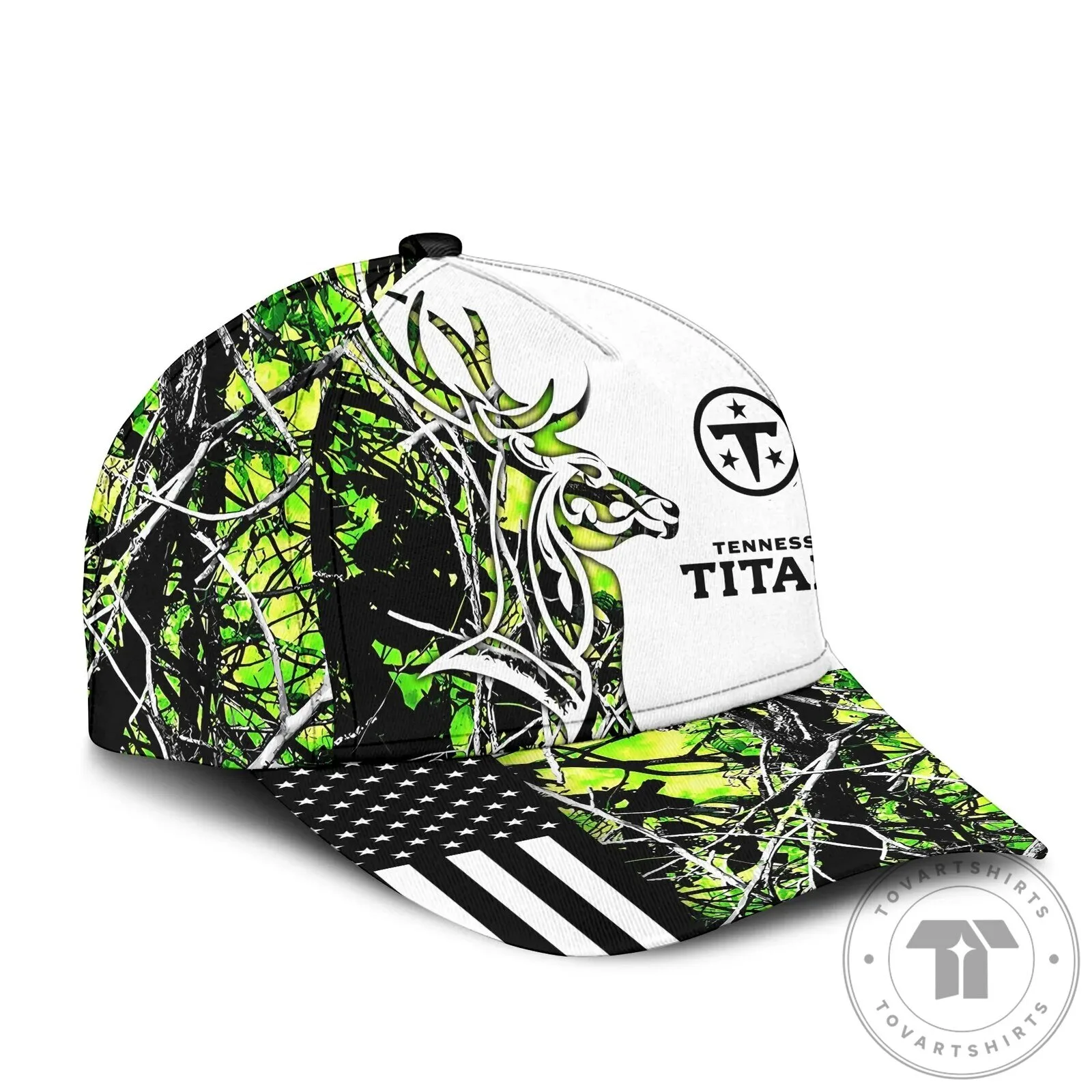 Camouflage Hat for Deer Hunting featuring Tennessee Titans Design 11 Camouflage Hat for Deer Hunting featuring Tennessee Titans Design