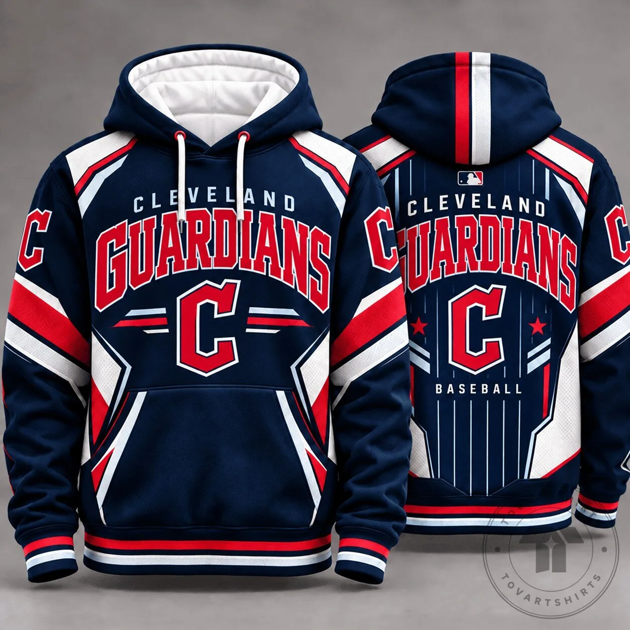 Hoodie Featuring the Logo of the Cleveland Guardians Baseball Team