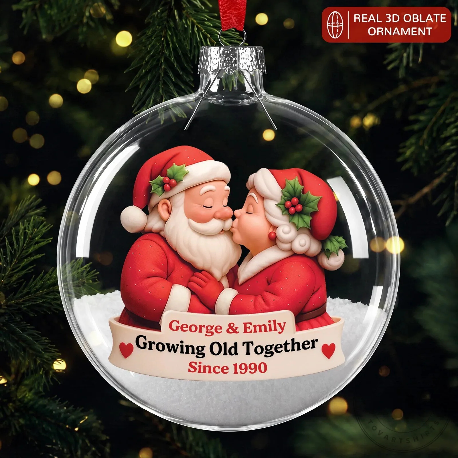 Personalized Santa Claus Couple Christmas Tree Ornament