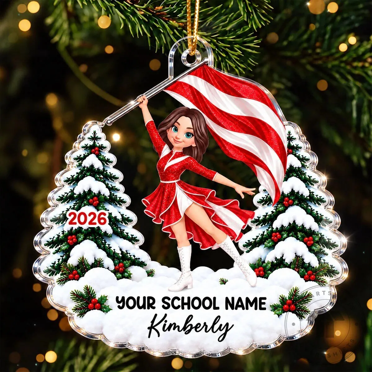 Personalized Color Guard Girl Christmas Tree Ornament 2 Personalized Color Guard Girl Christmas Tree Ornament