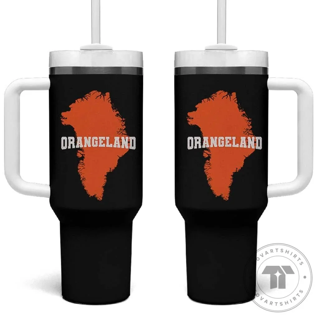 Orangeland Greenland Map Silhouette Graphic Tumbler with Handle
