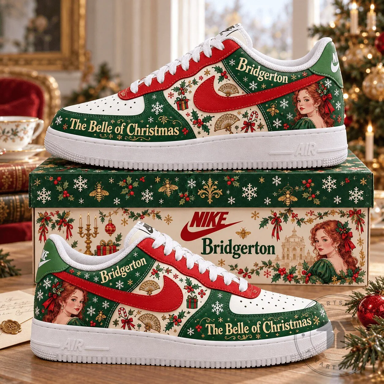Bridgerton The Belle of Christmas Holiday Low Top Sneakers 1 Bridgerton The Belle of Christmas Holiday Low Top Sneakers