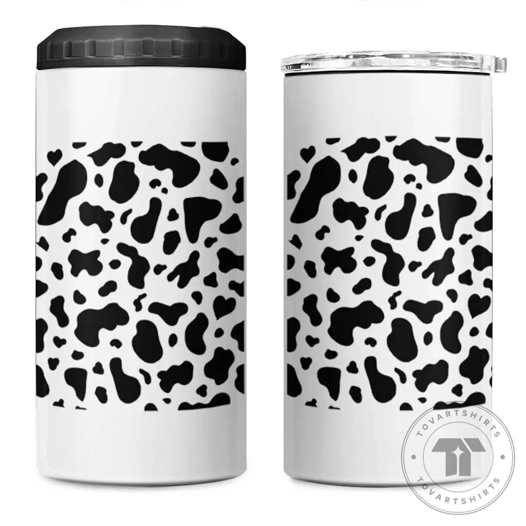 Western Cow Print Pattern Stainless Steel Insulated Can Cooler Tumbler