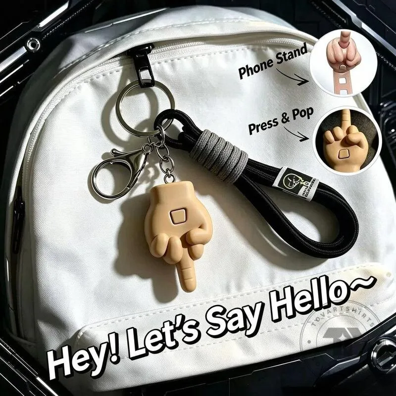 Middle Finger Retractable Prank Keychain and Phone Holder Set 8 Middle Finger Retractable Prank Keychain and Phone Holder Set