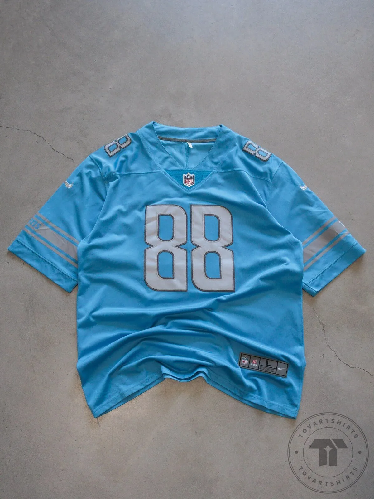 Detroit Lions T.J. Hockenson Number 88 Blue Football Jersey
