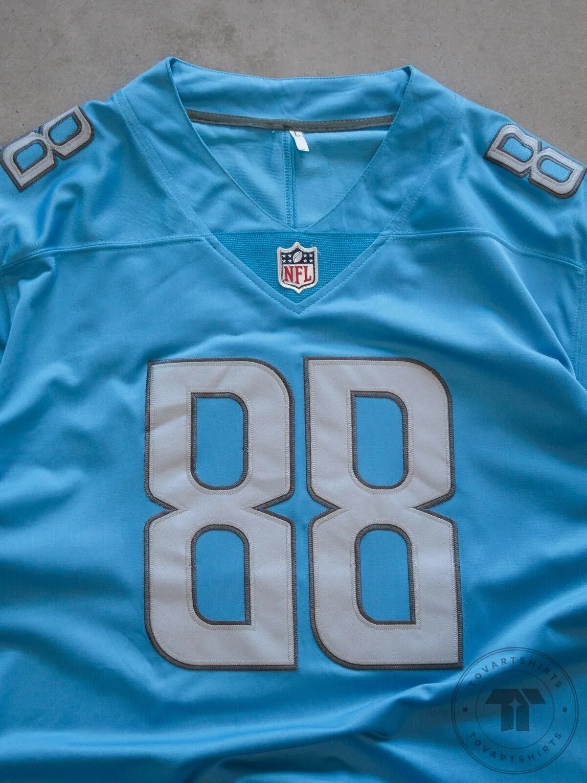 Detroit Lions T.J. Hockenson Number 88 Blue Football Jersey 8 Detroit Lions T.J. Hockenson Number 88 Blue Football Jersey