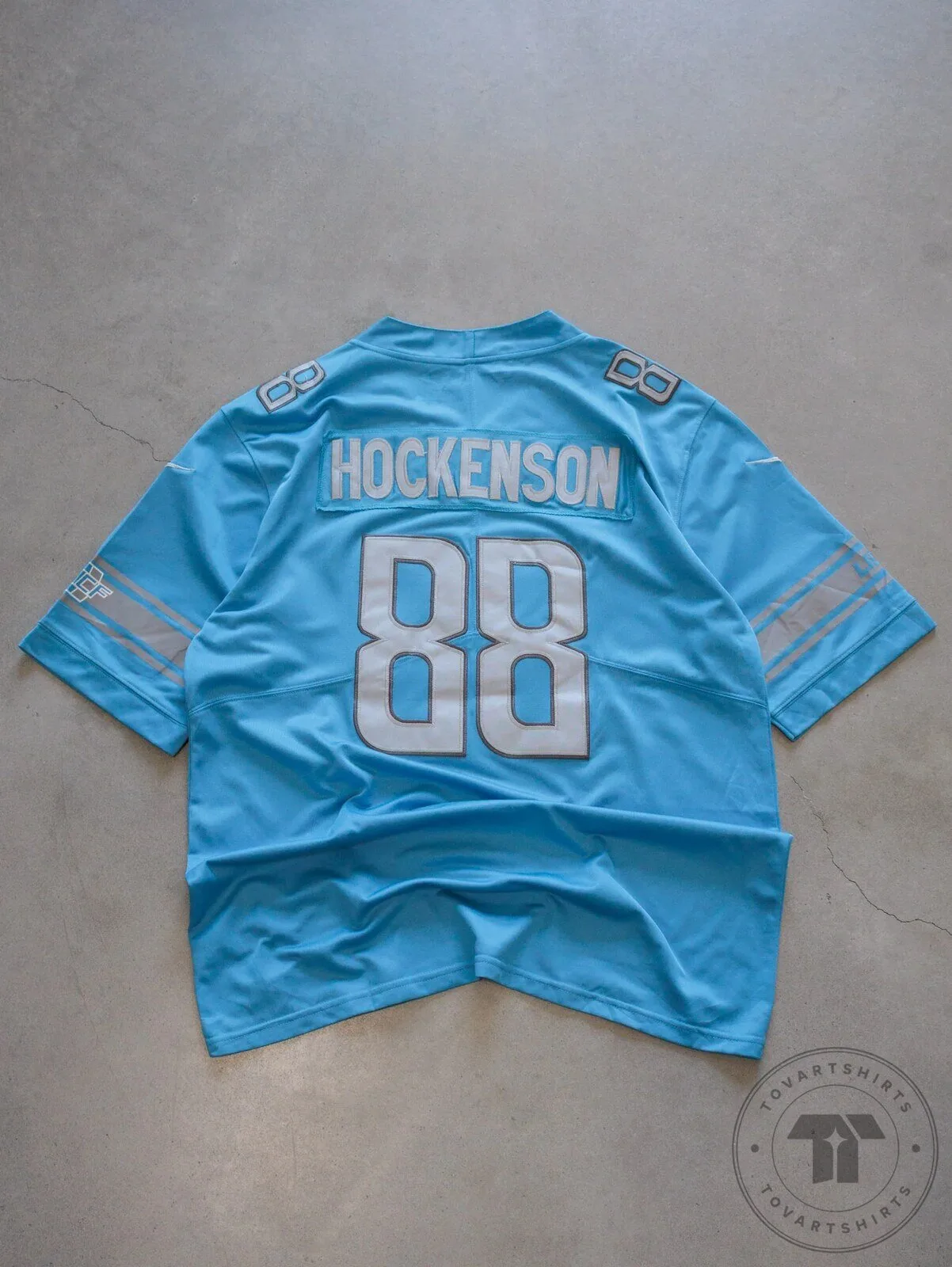 Detroit Lions T.J. Hockenson Number 88 Blue Football Jersey 9 Detroit Lions T.J. Hockenson Number 88 Blue Football Jersey