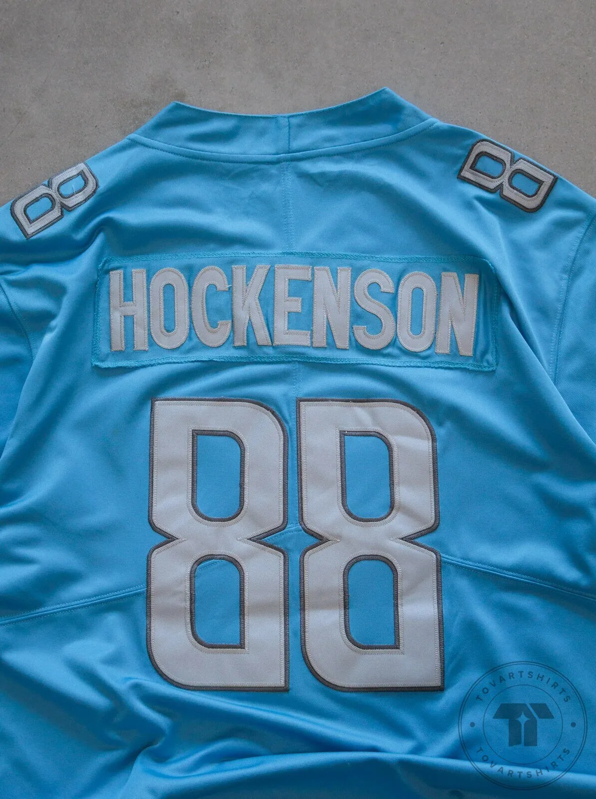 Detroit Lions T.J. Hockenson Number 88 Blue Football Jersey 10 Detroit Lions T.J. Hockenson Number 88 Blue Football Jersey
