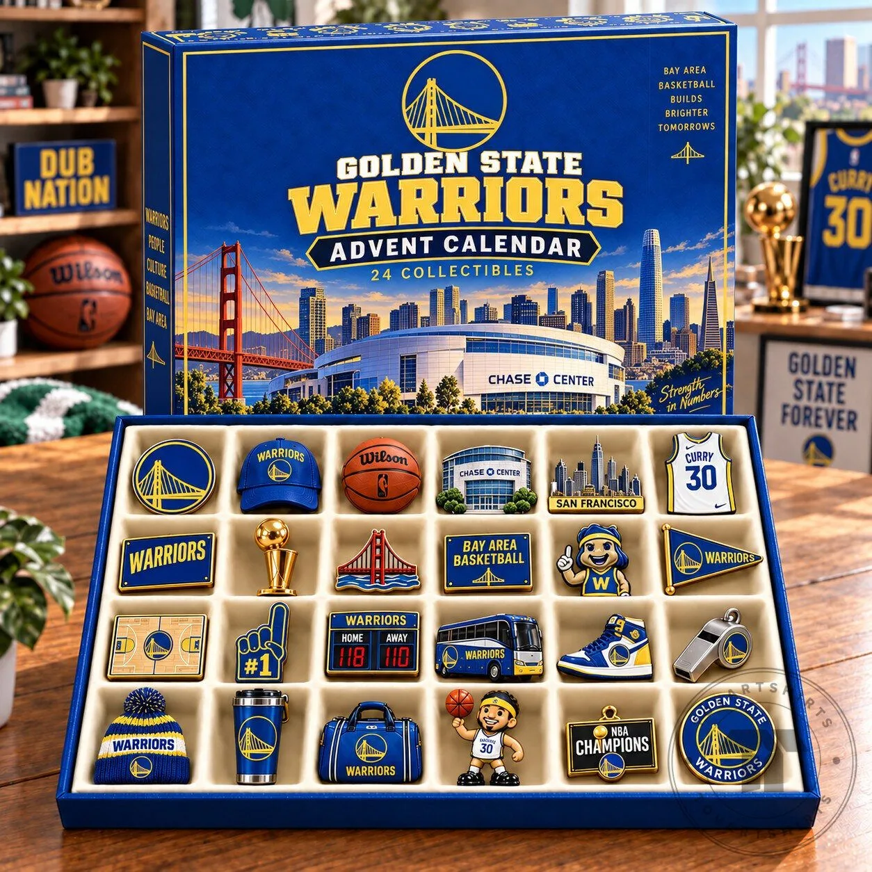 Golden State Warriors NBA Basketball Team Advent Calendar 24 Collectibles Gift 2D