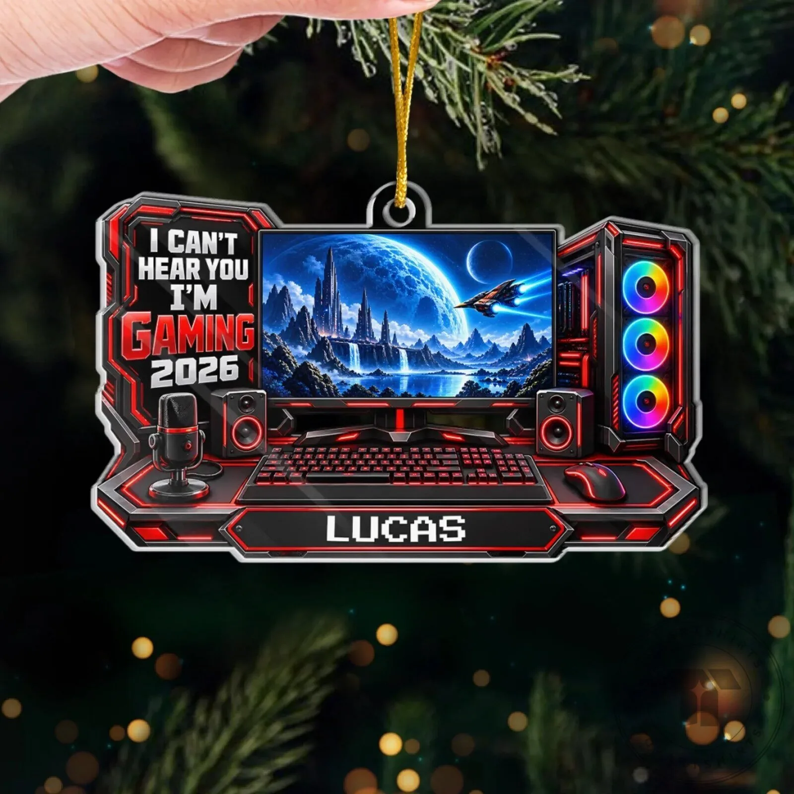 Personalized Gamer Christmas Ornament 2026, Custom Gaming Setup Acrylic Decoration 10 Personalized Gamer Christmas Ornament 2026, Custom Gaming Setup Acrylic Decoration
