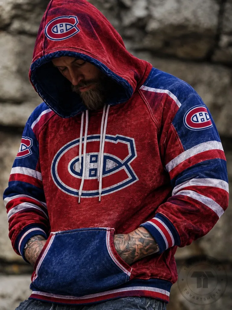 Montreal Canadiens Vintage Distressed NHL Hockey Team Logo Hoodie