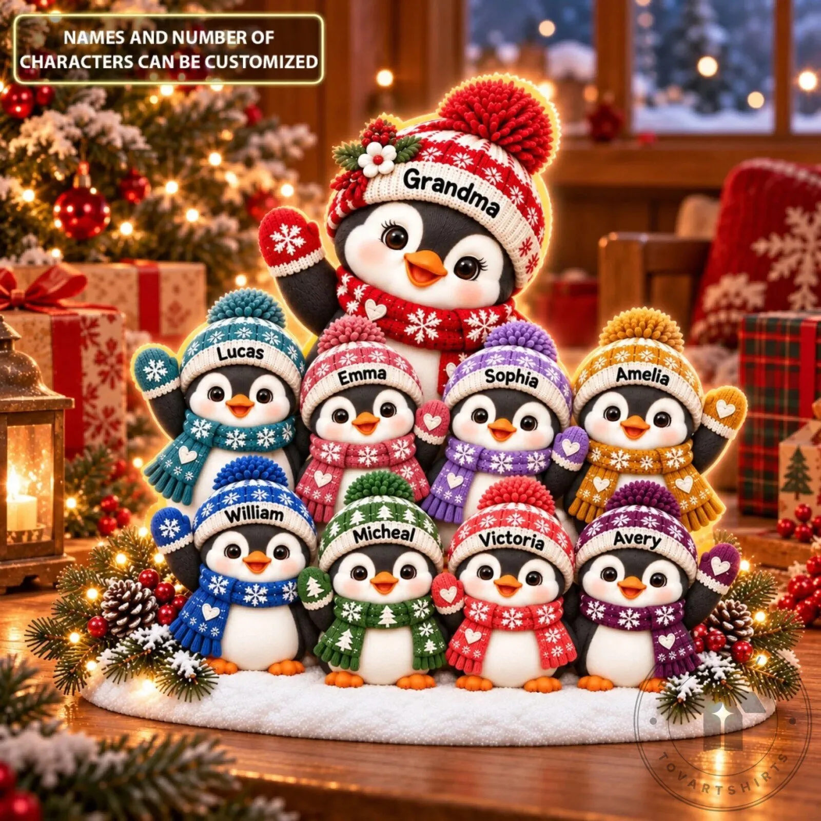 Personalized Penguin Family Christmas Light Box Decoration 8 Personalized Penguin Family Christmas Light Box Decoration