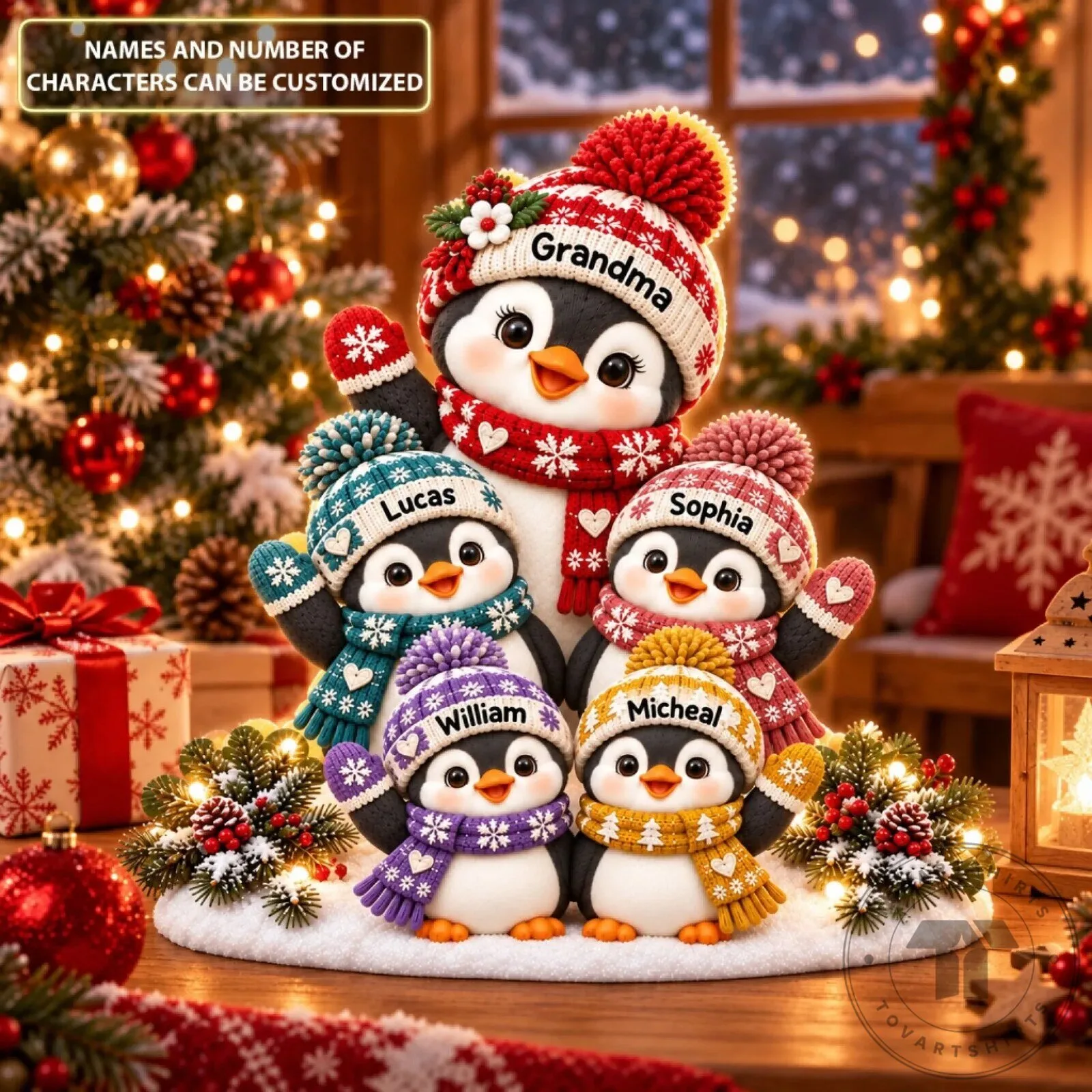 Personalized Penguin Family Christmas Light Box Decoration 11 Personalized Penguin Family Christmas Light Box Decoration