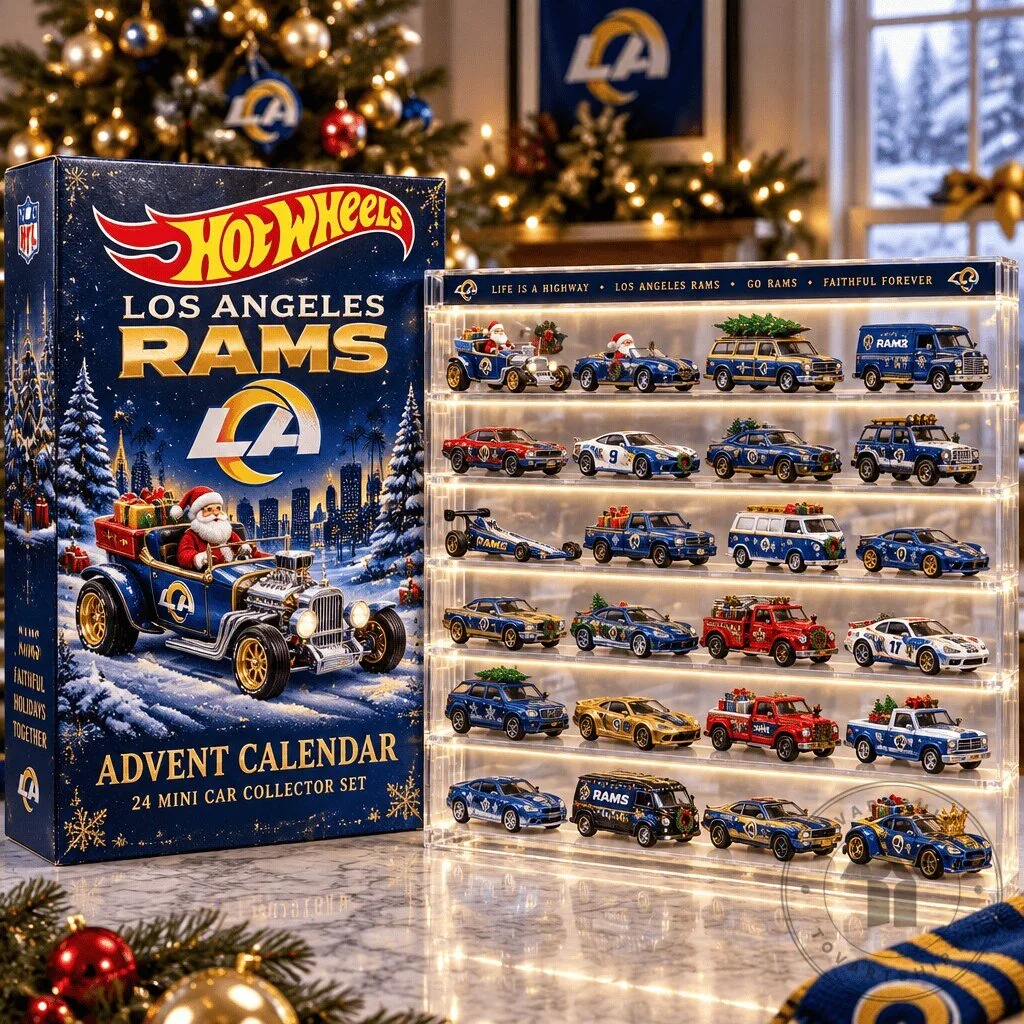 Los Angeles Rams Hot Wheels Christmas Advent Calendar 24 Mini Car Collector Set 2D 1 Los Angeles Rams Hot Wheels Christmas Advent Calendar 24 Mini Car Collector Set 2D