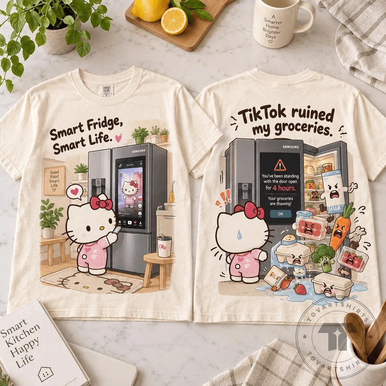 Hello Kitty Smart Fridge TikTok Ruined My Groceries Funny T-Shirt 1 Hello Kitty Smart Fridge TikTok Ruined My Groceries Funny T-Shirt