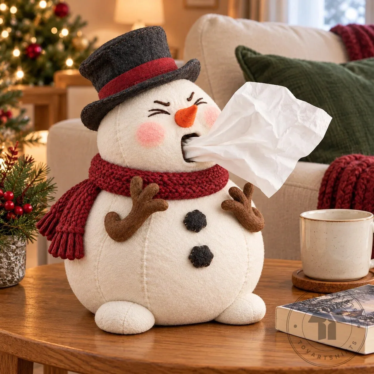 Funny Christmas Snowman Tissue Box Cover - Adorable Winter Holiday Tissue Dispenser