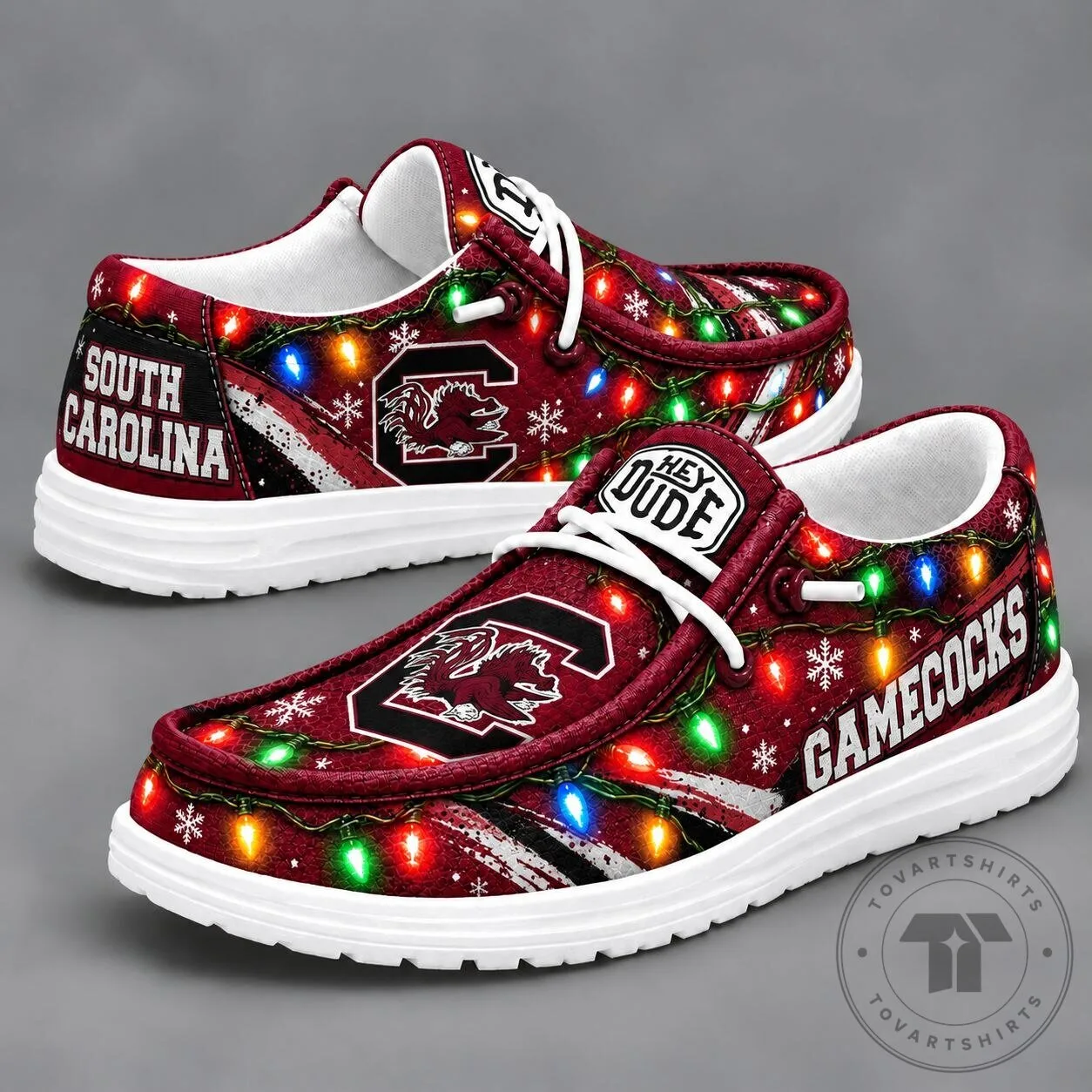 South Carolina Gamecocks Christmas Holiday Light Loafer Shoes 2 South Carolina Gamecocks Christmas Holiday Light Loafer Shoes