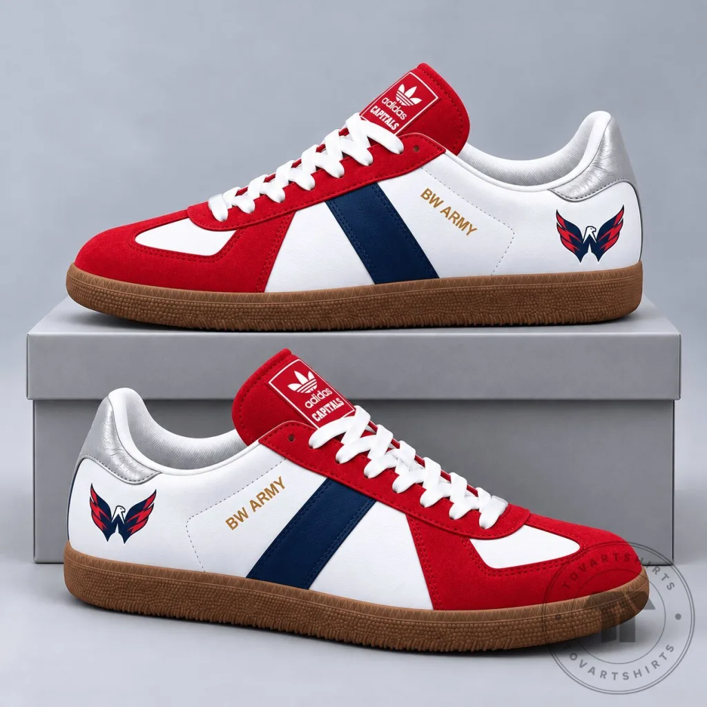 Washington Capitals National Hockey League BW Army Red White Blue Low Top Shoes Washington Capitals National Hockey League BW Army Red White Blue Low Top Shoes