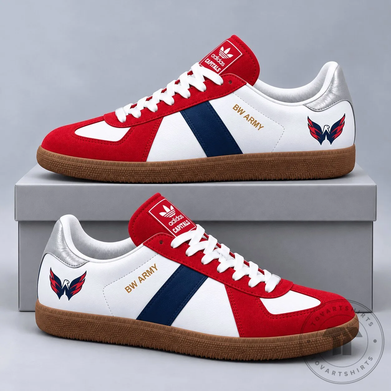 Washington Capitals National Hockey League BW Army Red White Blue Low Top Shoes 5 Washington Capitals National Hockey League BW Army Red White Blue Low Top Shoes