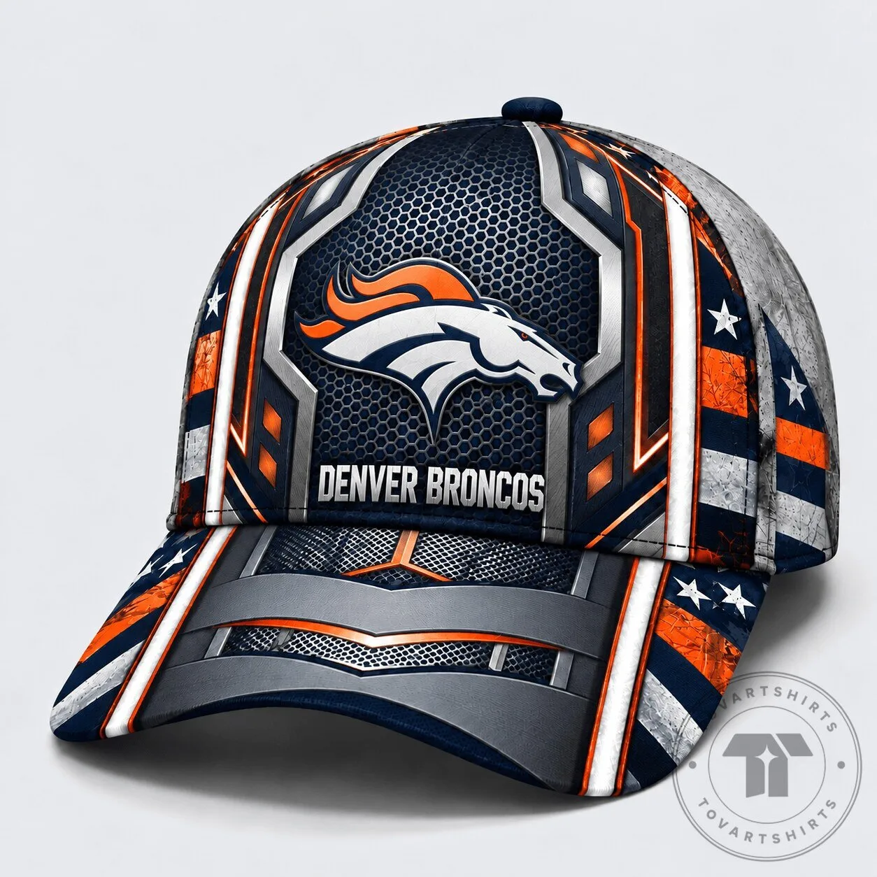 Denver Broncos Metallic Armor Honeycomb American Flag Baseball Cap Hat 3 Denver Broncos Metallic Armor Honeycomb American Flag Baseball Cap Hat