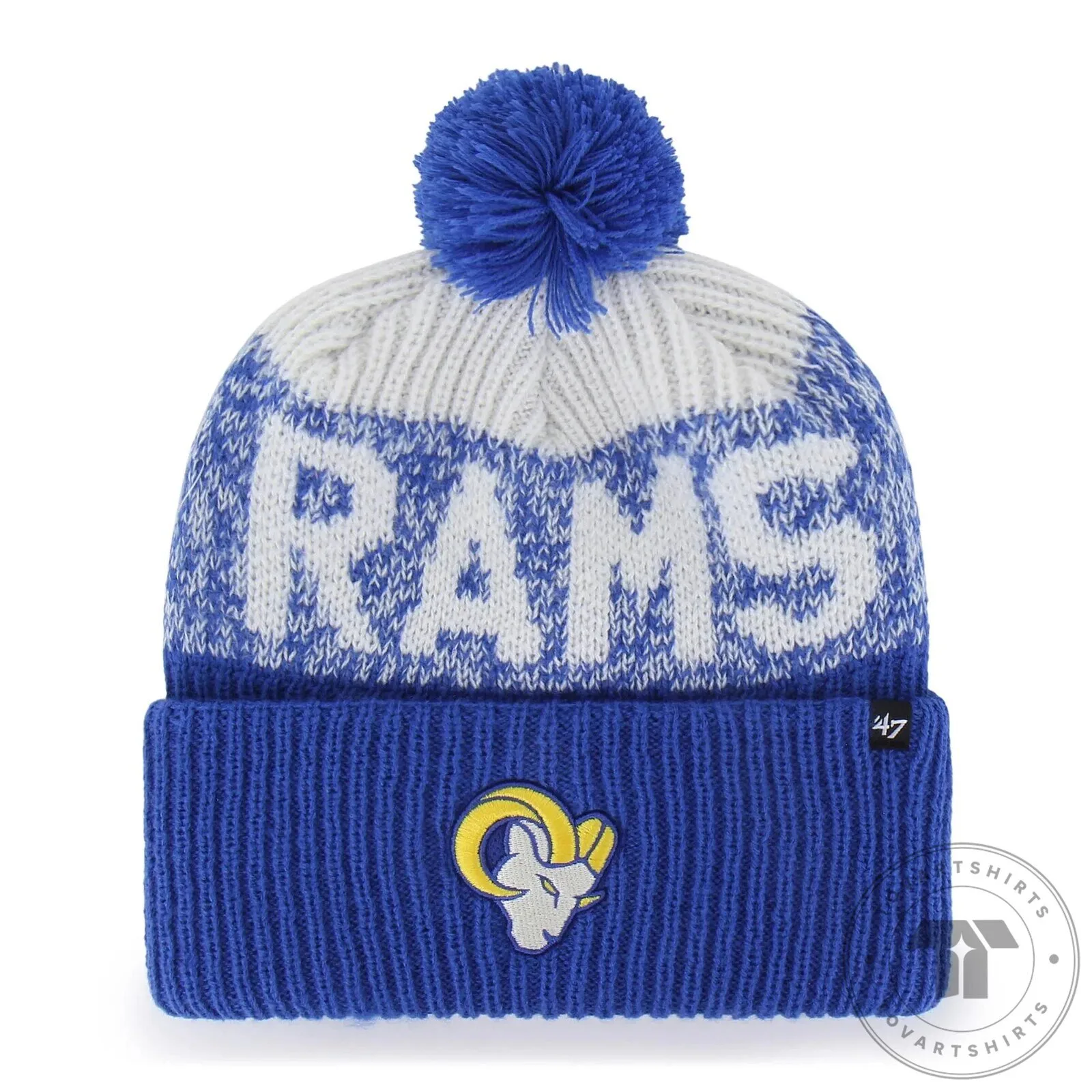 Los Angeles Rams Blue White Knit Pom Pom Beanie Winter Cap Hat 4 Los Angeles Rams Blue White Knit Pom Pom Beanie Winter Cap Hat