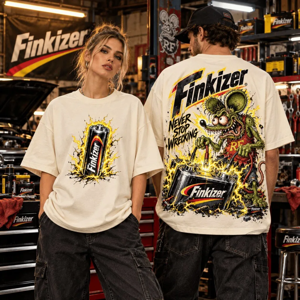 Finkizer Rat Fink Never Stop Wrecking Hot Rod Graphic T-Shirt Finkizer Rat Fink Never Stop Wrecking Hot Rod Graphic T-Shirt