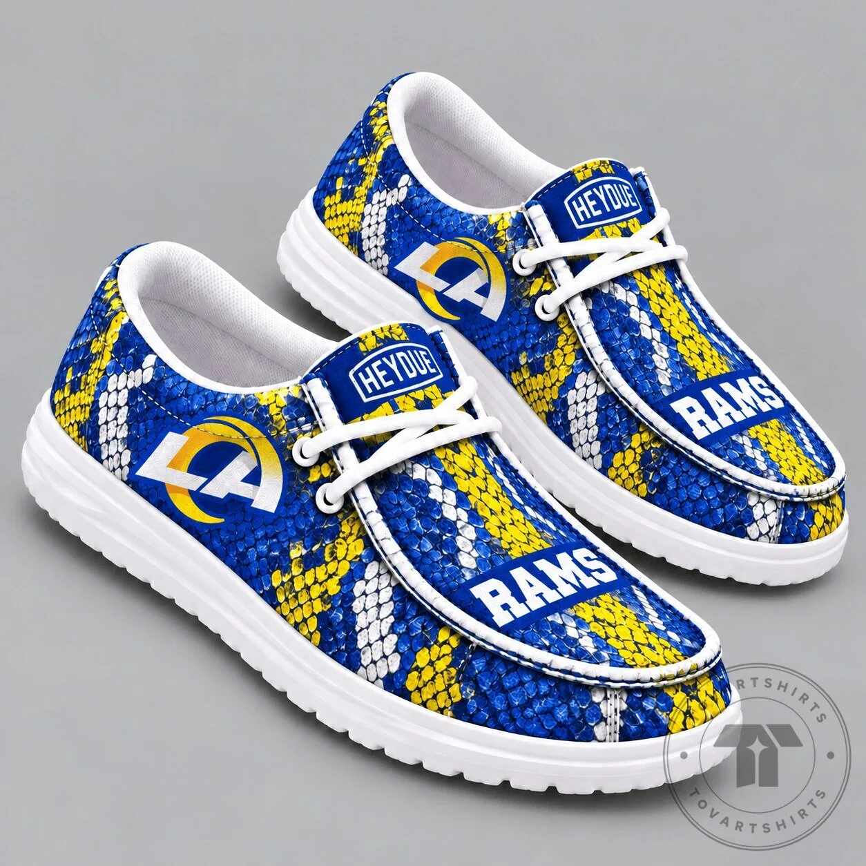 Los Angeles Rams Team Logo Blue Yellow Snakeskin Pattern Casual Shoes 3 Los Angeles Rams Team Logo Blue Yellow Snakeskin Pattern Casual Shoes