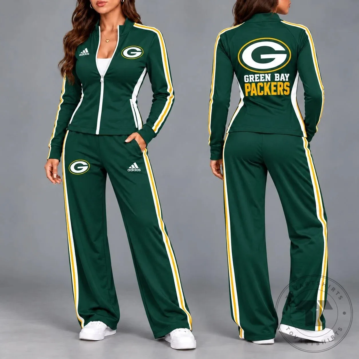 Green Bay Packers Women's Adidas Full-Zip Track Jacket and Pants Set 3 Green Bay Packers Women