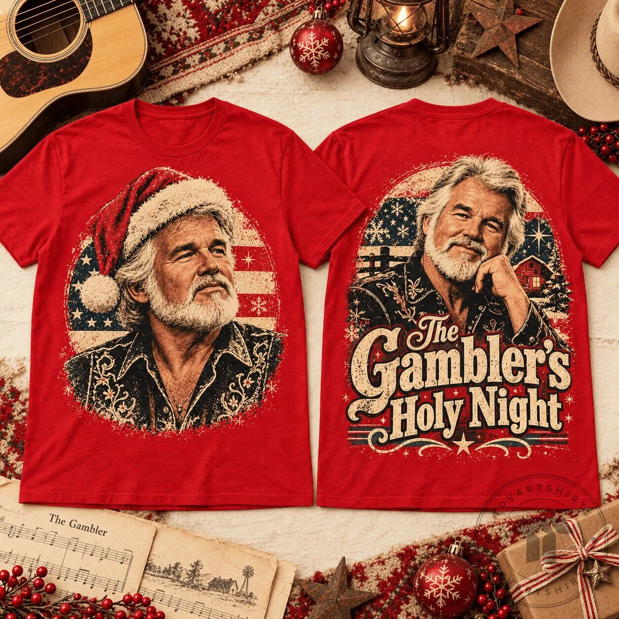 Kenny Rogers The Gambler's Holy Night Vintage Christmas T-Shirt 3 Kenny Rogers The Gambler's Holy Night Vintage Christmas T-Shirt