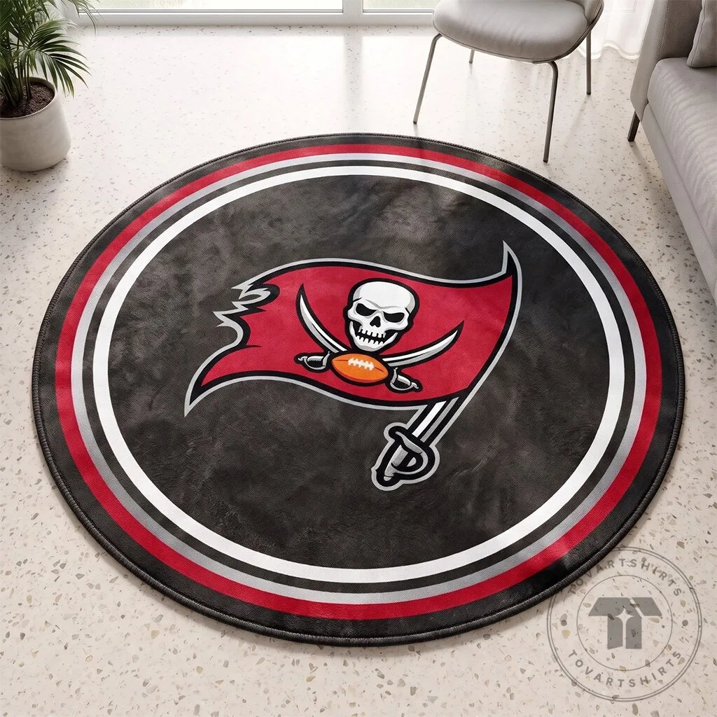 Tampa Bay Buccaneers Pirate Flag Logo Round Area Rug for Game Room Decor 3 Tampa Bay Buccaneers Pirate Flag Logo Round Area Rug for Game Room Decor